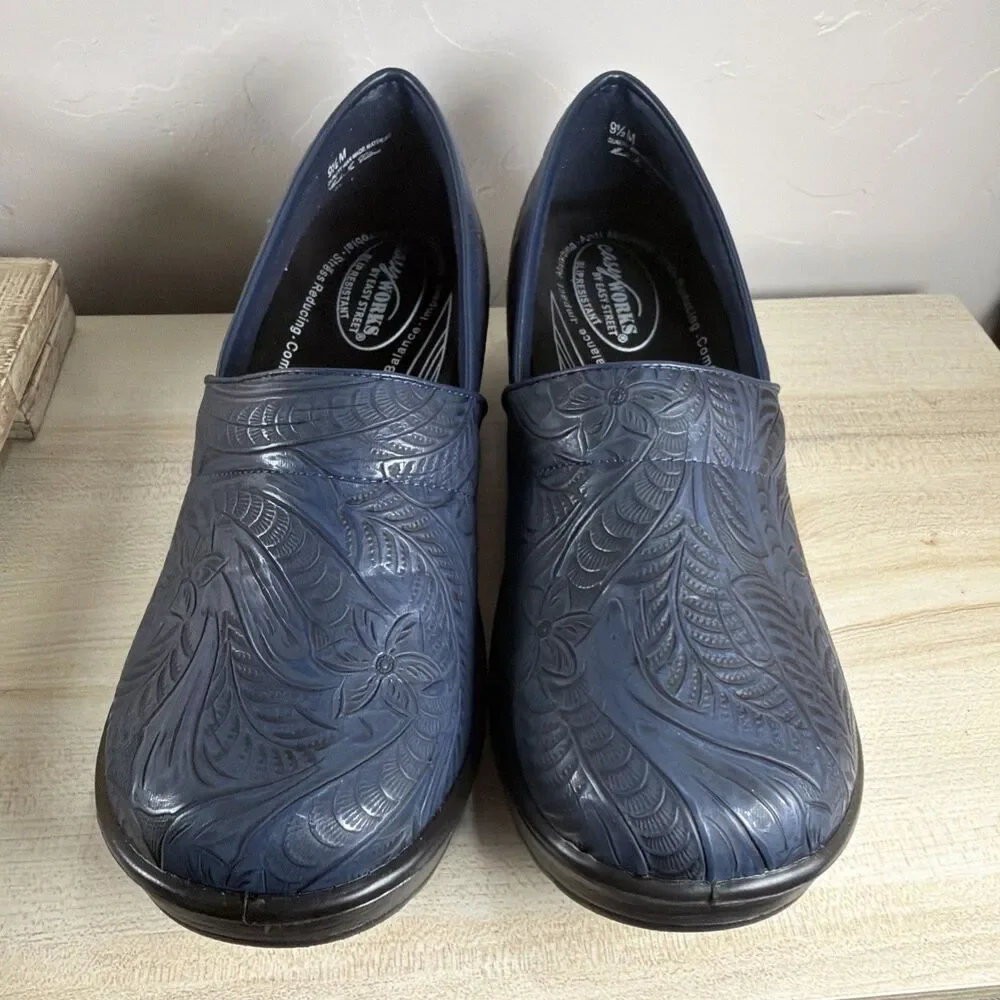 Easy Works By Easy Street Clogs Women’s Navy 9.5M NWOT